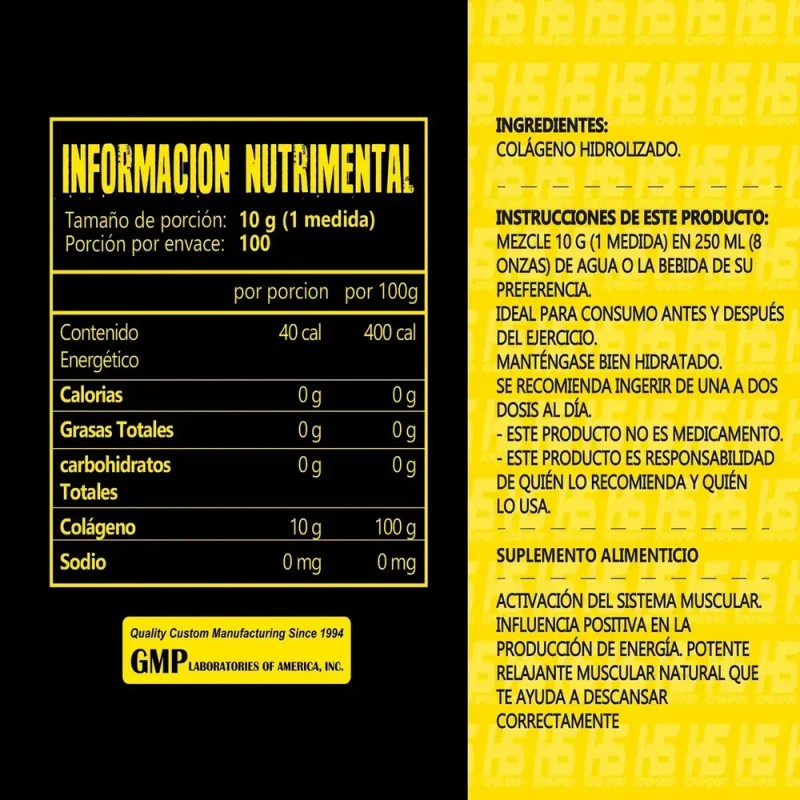 Colágeno Hidrolizado Polvo Hiper Sport Hs 1 Kg Sabores Moras