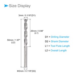 CoCud Solid Carbide Drill Bits, 3mm Diameter, Left Hand YG6X (C3/K10) Tungsten Carbide Straight Shank Twist Drill Bits - (Applications: for Stainless Steel Alloy), 2-Pieces