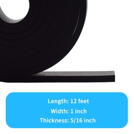 DEVNOL Neoprene Rubber Strip 5/16" Thick X 1" Wide X 12'Long Grade 65A for Gasket, Surface Protection, Sealing