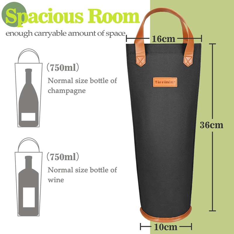 Tirrinia Single Wine Carrier Tote, Insulated Wine Cooler Bag for