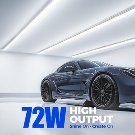 Barrina 8FT LED Shop Light, 72W 10000LM 6500K, Clear Cover Linkable LED Tube Lights, Integrated T8 Light Fixture, V Shape Ceiling Lights for Garage, Warehouse, Workshop, 6 Packs