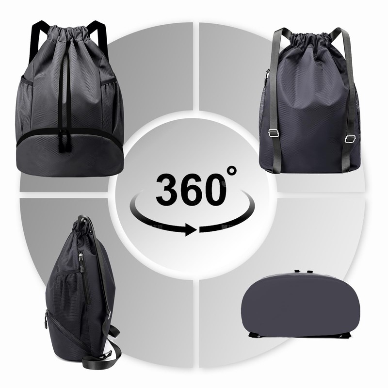 Hoedia Sports Drawstring Backpack - String Swim Gym Bag with