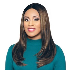 Maxwigs Pink Wig Color F1B/30-22" Long Straight Ultra Lace Front Natural T-Part Fusion Heat Friendly Synthetic Fiber Foxy Womens Pre-Plucked Natural Baby Hairline Bundle Hairloss Booklet