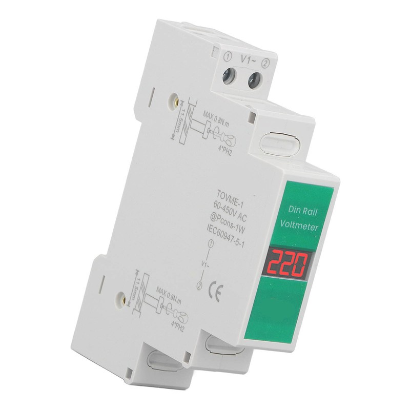 TONGOU Din Rail Voltage Meter Intelligent LCD Digital AC Voltmeter
