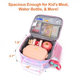 Bagseri Lunch Bag for Girls - Kids Lunch Box for Girls Reusable Leak-Proof and Insulated Kids Lunch Bag Toddler Lunch Box for Daycare and School, Pink Tie-dye (Water Bottle Not Included)