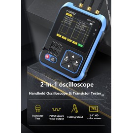 TC3 Portable 3-in-1 Oscilloscope, ESR Tester, 2.4" TFT Display, 1500mA Digital Mini Oscilloscope, 200KHz Bandwidth and 2.5MS/s Sample Rate