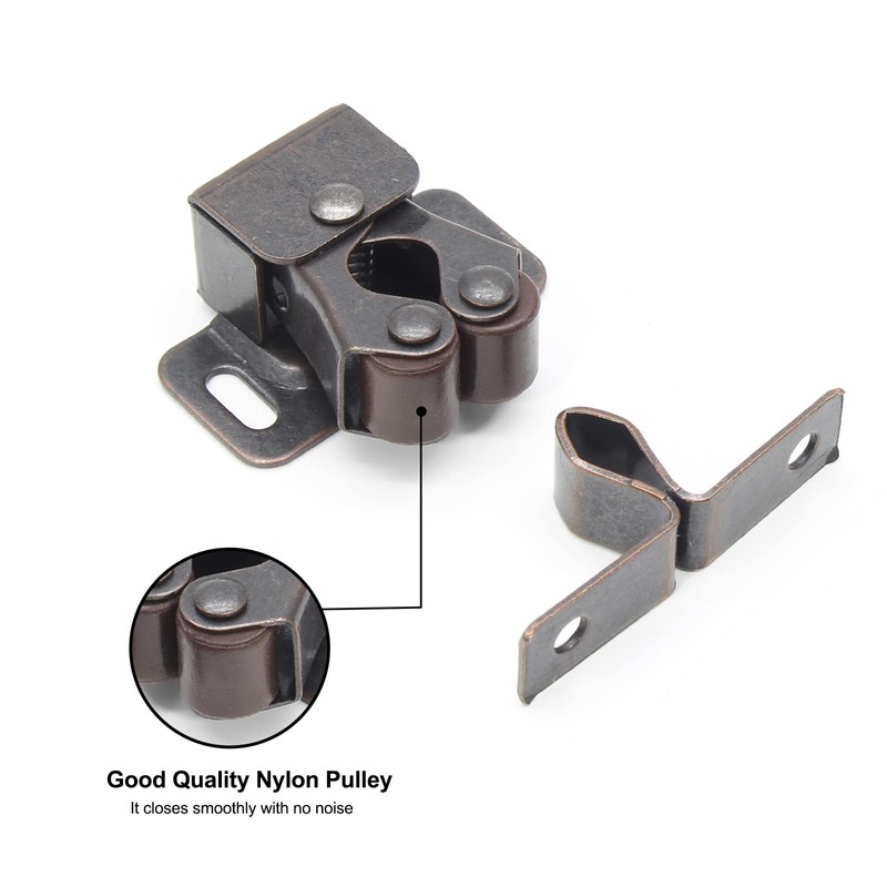 Luomorgo 24 Pack Double Roller Catch Cabinet Latches with Spear