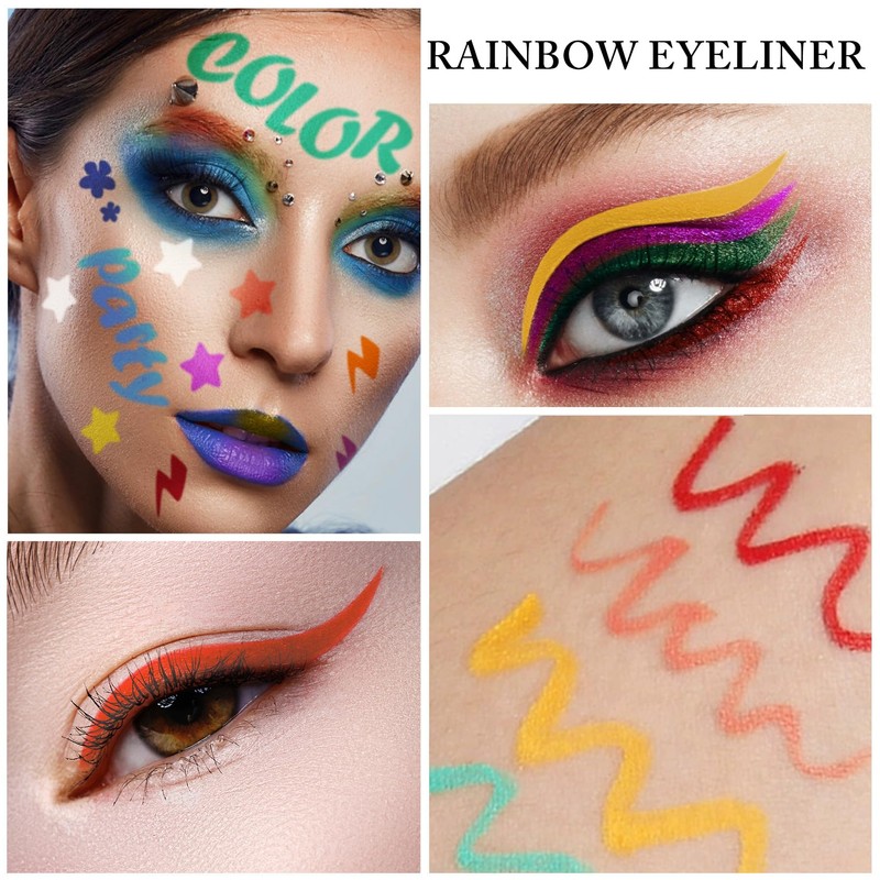 Waterproof Liquid Eyeliner Pen -Color Rainbow Eyeliner, Smudge-Proof, Quick-Drying, Long-Lasting