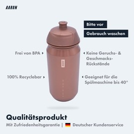 AARON ECO Water Bottle, 100% Biodegradable, 500 ml, Lightweight and Leak-Proof, Practical BPA-Free Water Bottle for Sports, Fitness, Hiking, Outdoor in Bronze