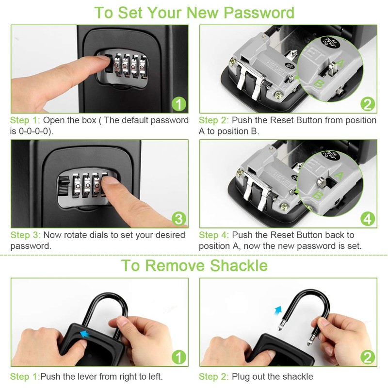 Philorn Key Lock Box with Shackle Portable Key Safe with