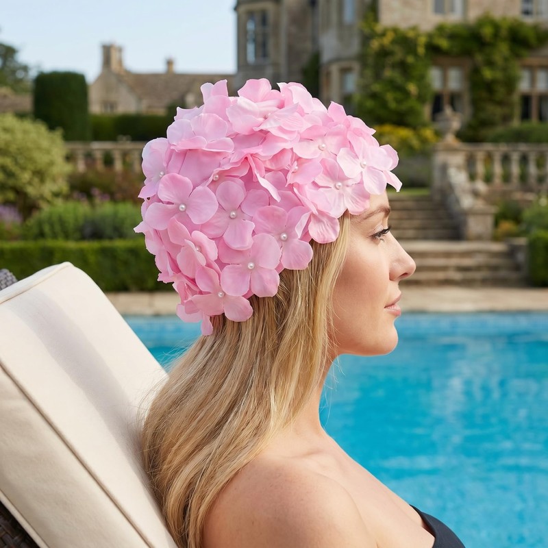 TOYANDONA Swim Cap - Floral Petal Stylish Flower Hat Bathing