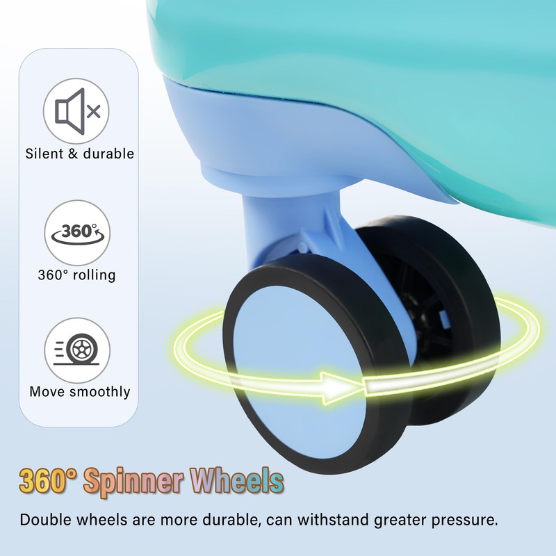 Merax PC+ABS 20" Carry-On Luggage Set with Detachable Makeup Case