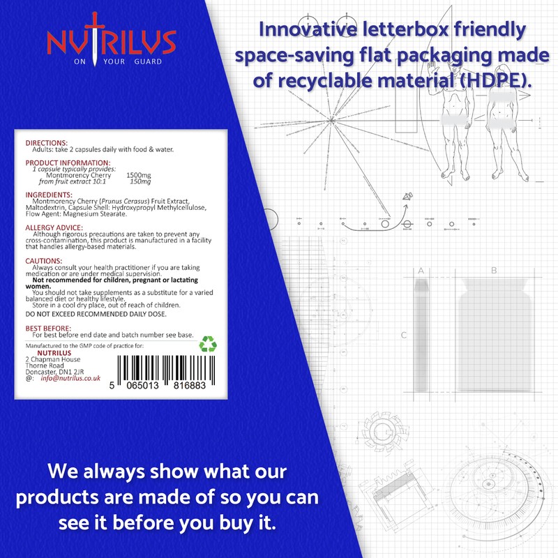Nutrilus Montmorency Cherry 90 Capsules 1500mg - Freeze Dried Tart