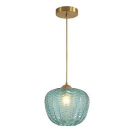 KCO Lighting Vintage Green Glass Pendant Light Gold Globe Pendant Lights Mid Century Modern Hanging Light Retro Pendant Light Fixtures