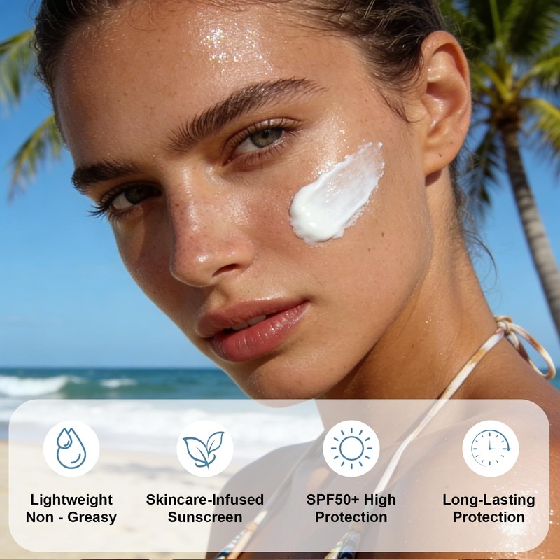60PCS Travel Size Sunscreen SPF50+ PA+++ - Lightweight & Non-Greasy