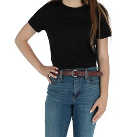 CTM® Women's Leather 1 1/8 Inch Dress Belt, S, Brown