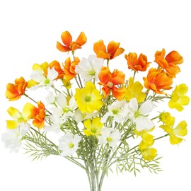 ACRYCS 6 Pcs Artificial Flowers Fake Cosmos Flowers Silk Flower Arrangements Wedding Bouquets Artificial Cosmos Flowers Bulk Faux Flowers for Vase Floral Table Centerpieces Home Kitchen Party Decor