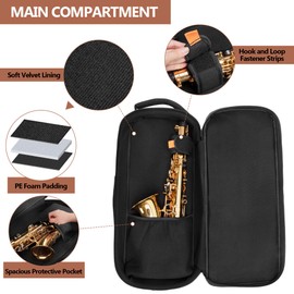 Rexmica Padded Alto Sax Backpack, Alto Sax Case Bag with Hidden Padded Shoulder Straps, Alto Saxophone Bag with Pockets for Mouthpiece, Sheet Music, Alto Saxophone Case Sax Gig Backpack