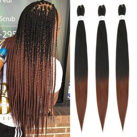 Lbsiwi Pre Stretched Braiding Hair EZ Braiding Hair Ombre Braids 26 Inch 3 Packs Hot Water Setting Professional Synthetic Fiber Yaki Texture Itch Free Crochet Twist Hair Extensions (26 inch, 1B/30)