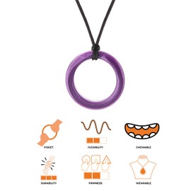 Chewigem Realm Ring - Purple | Strong, Discreet, Chewable Necklace & Sensory Aid for Anxiety Reduction, Improved Focus