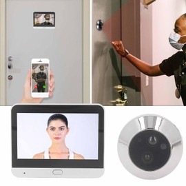 BuyWeek Wireless Door Viewer Camera, 1080P 120 Degree View Door Camera Night Vision Intercom Digital Door Viewer with 4.3 Inch Colour Monitor PIR Motion Sensor