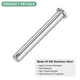 M METERXITY 4-Pack Single Hole Clevis Pins, M10 x 80mm 304 Stainless Steel Flat Head Clevis Pins for Mechanical Linkage/Fixed Parts/Ship Rigging, Link Hinge Pin Reusable