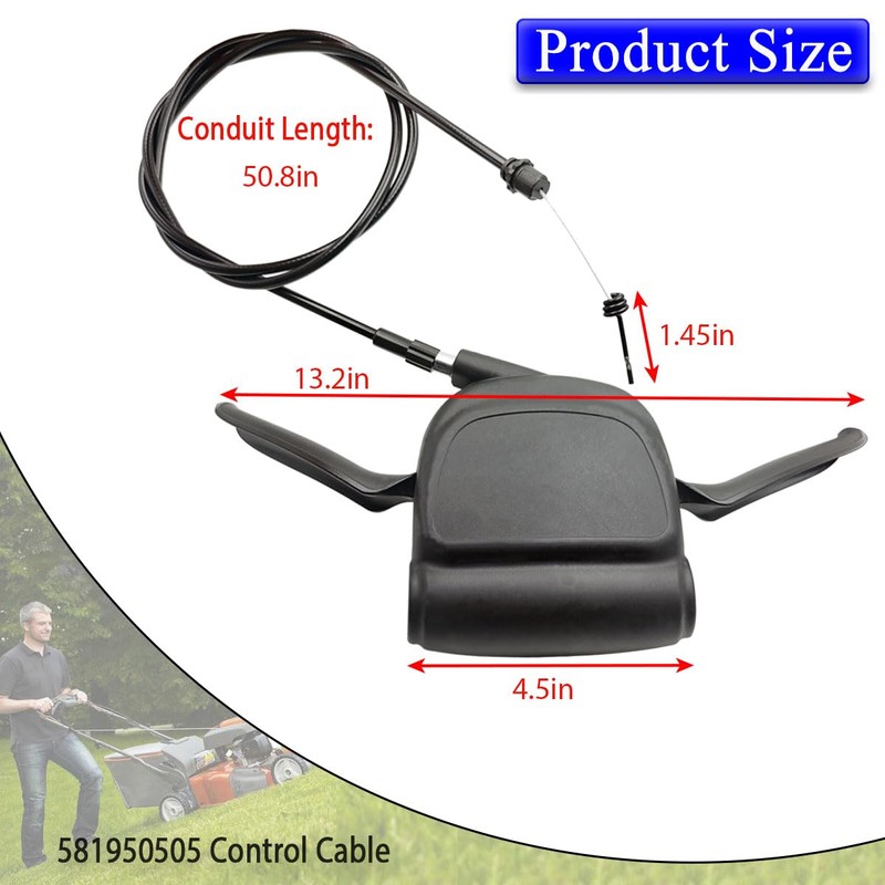 ZanFyxil 581950505 Mower Control Cable Handle Durable