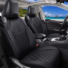 Huidasource Custom Fit RAV4 Front Car Seat Covers, Leather Seat Cushion Cover Accessories Fit for 2019-2024 Toyota Rav4 XLE LE XLE Premium Limited(Not for Hybrid/Adventure/TRD Off-Road/Prime, Black)