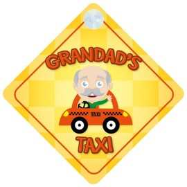 Grandad's Taxi Car Sign Funny Novelty Gift/Present Baby on Board Style Sign