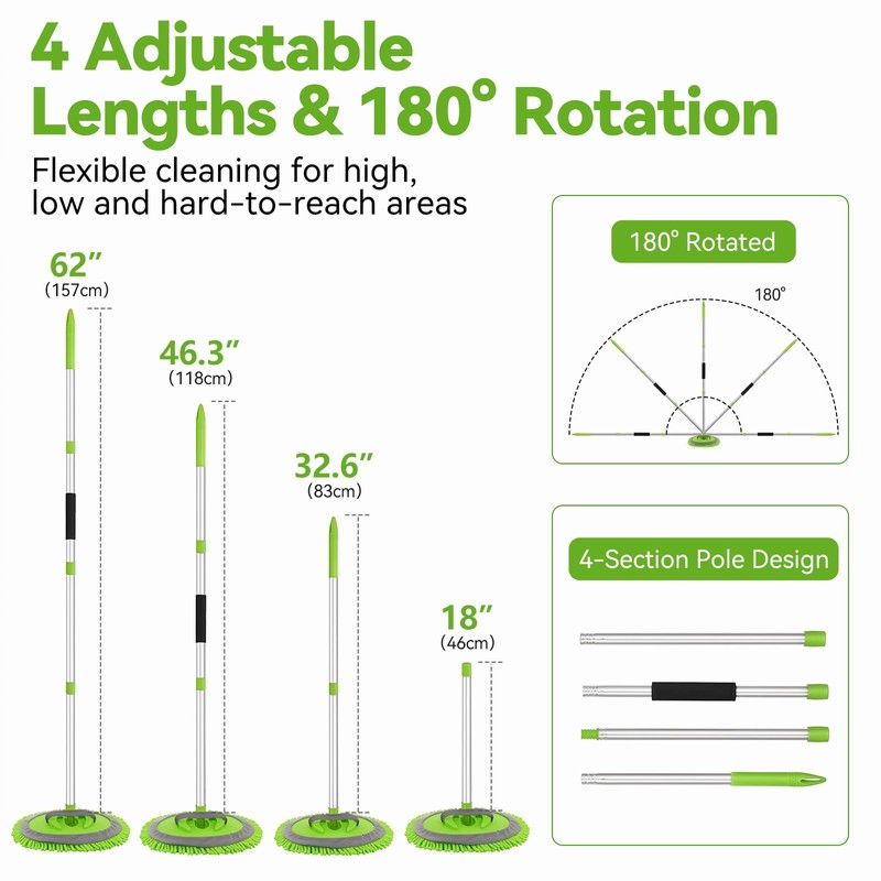 62" Car Wash Brush with Long Handle, 6Pcs Car Wash