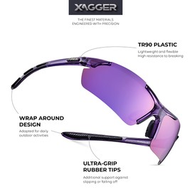Xagger Polarized Sports Sunglasses for Men Women Wrap Around UV400 Running Baseball Softball Cycling Golf Hiking Fishing Driving Glasses