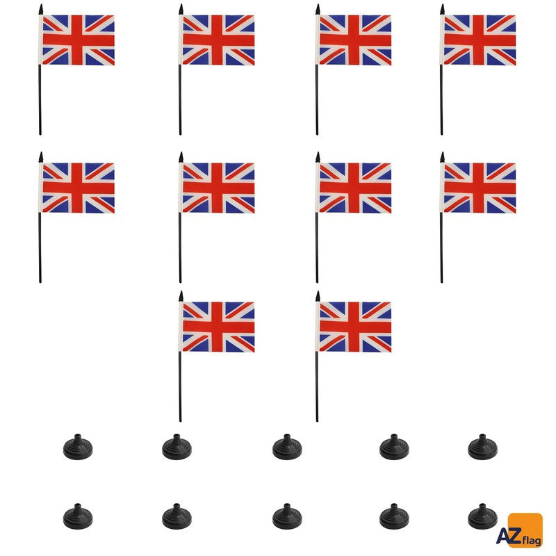 AZ FLAG Pack of 10 UK Table Flags - 6"