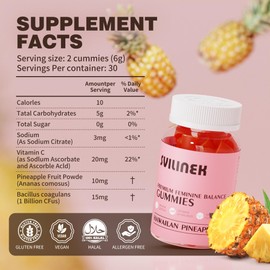 SVILINEK SVILINEK Feminine Balance Gummies, Premium Women's Supplement for PH & Immune Support, Vegan Gluten-Free - Hawaiian Pineapple, 60 Gummies (30 Servings) - BPA-Free Bottle