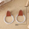 Women Pu Leather Geometric Irregular Round Earring Square Dangle Drop