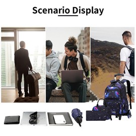 VIDOSCLA Galaxy Kids Rolling Backpack for Boys Primary Students Wheeled Bookbags for School