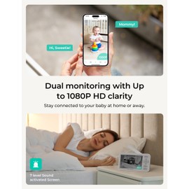 Dr.Care VistaView Lite Smart WiFi Baby Monitor - 4” 720P Split Screen & 1080P Camera App Control, Motion Alerts, HD Night Vision, 3000mAh Battery, 2-Way Talk, Multi-User, Triple Security, 1000ft Range