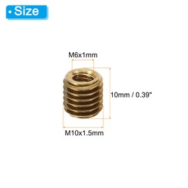 PATIKIL M10xM6x10mm Brass Threaded Repair Insert Nut, 8 Pcs Male to Female Thread Sleeve Inserts Reducing Nut Adapter Reducer Screw Sleeves, Gold Tone