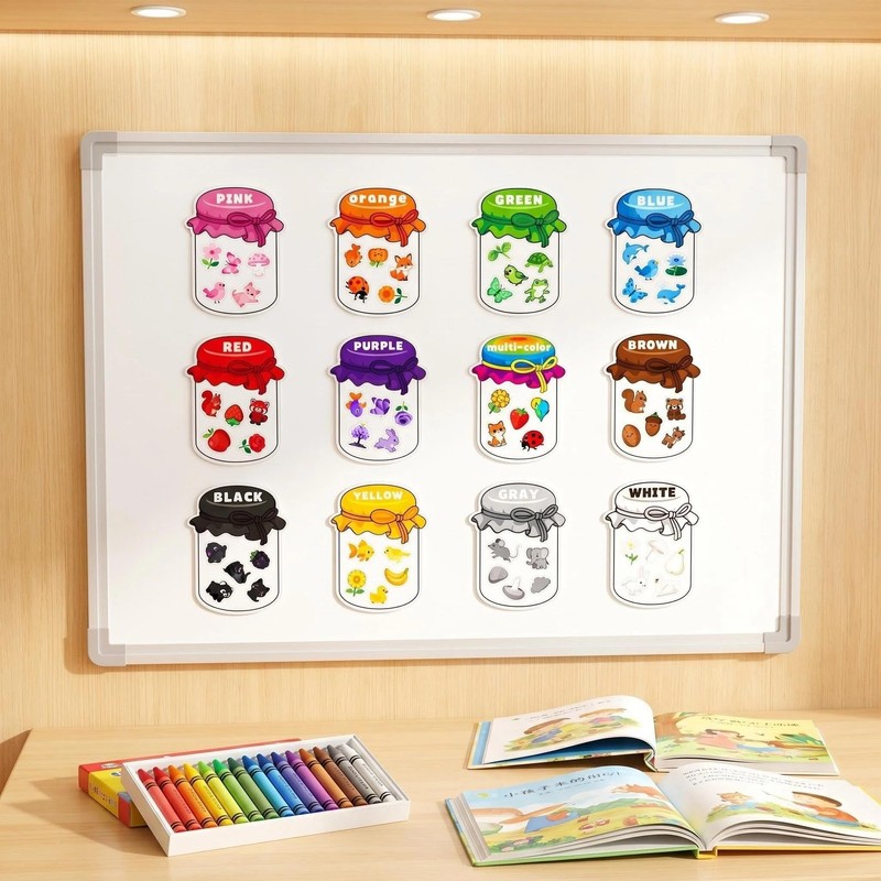 Magnetic Colour Sorting Toys - 12 Pcs Fridge Magnets for
