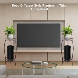 Plant Stands Indoor Outdoor, Metal Tall Plant Stand for Multiple Planter, Iron Potted Flower Plant Stand 2Tier Planter Shelves for Outside Garden 27" (Bronze)