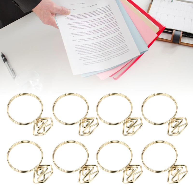 100Pcs Cute Paper Clips Ring Style Anti Slip Sturdy Electroplated