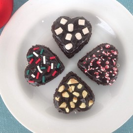 Individual Heart Brownie Christmas Ornament (you choose the topping)