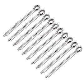 sourcing map Split Cotter Pin - 5mm x 60mm 304 Stainless Steel 2-Prongs Silver Tone Fastener Clip Key 10Pcs