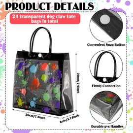 Abbylike 24 Pack Glow in the Dark Gift Bags with Handle Plastic Neon Clear Color Mix Gift Bags Reusable PVC for Glow in the Dark Party Favor Birthday Game Decoration 7.8 x 7.8 x 3.1 Inch