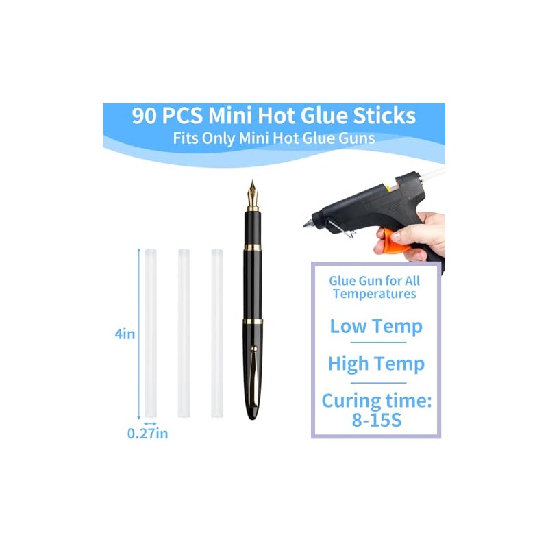 Mini Hot Glue Sticks, Clear Glue Gun Sticks for Metal,