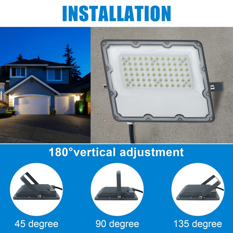 Indmird 150W LED Flood Lights Plug in, Outdoor Security Lights