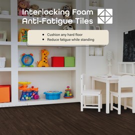 24-Inch Interlocking Anti-Fatigue Foam Floor Tiles, 4 Tiles - 24" x 24", Charcoal - DIY Floor Padding for Home Exercise Mat, Kids Play Area & More Durable EVA Foam by Achim Home Decor