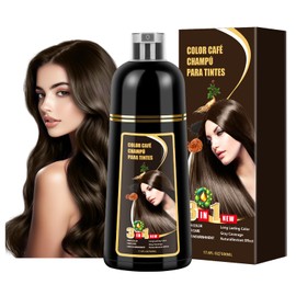 Shampoo para Canas, Hair Dye Shampoo 3 en 1 de Funciones de cuidado cabello, Shampoo con Tinte para Cubrir Canas con Cabello Extractos Jengibre...    