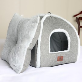 Cat Bed for Indoor Cats - Cat Cave Bed Cat House Cat Tent with Removable Washable Cushioned Pillow, Soft and Self Warming Kitten beds, for Small and medium Cat Beds & Furniture