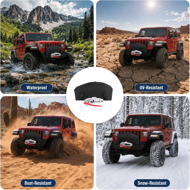 Winch Cover With Buckle, 900D Heavy Duty Winch Cover