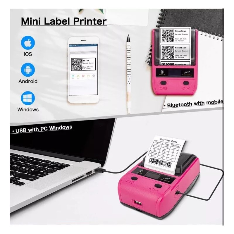 NetumScan Label Maker Bluetooth Thermal Label Printer Android & IOS